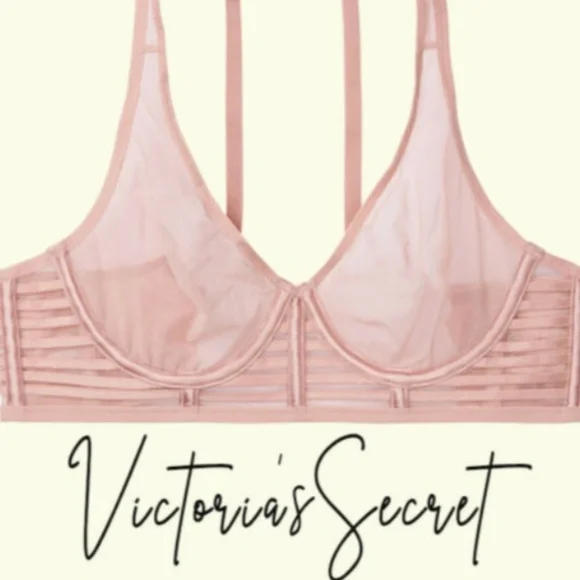 NWOT VS CREM Unlined Mesh Full-coverage Plunge, 32B. *P1034 - Picture 2 of 10